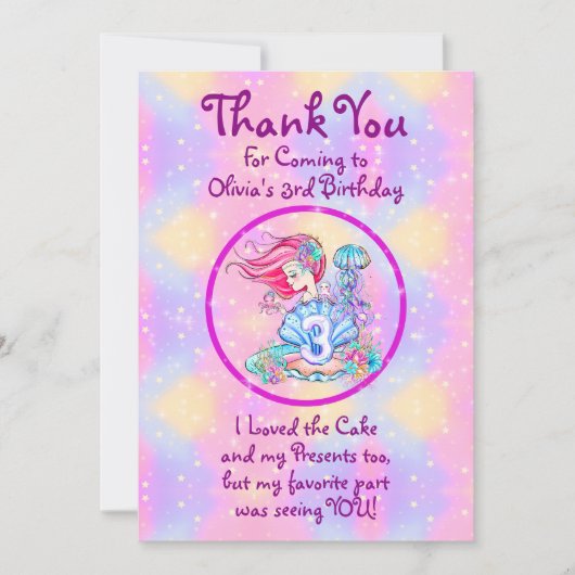 Carte De Remerciements Mermaid 3e anniversaire Modifier Modifier Modifier (Devant)
