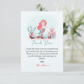 Carte De Remerciements Mermaid Magique Princesse Anniversaire (Debout devant)