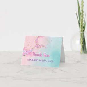 Carte De Remerciements Mermaid Pink Gold Anniversaire