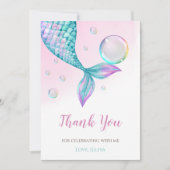 Carte De Remerciements Mermaid Queue avec bulles Anniversaire (Devant)