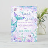 Carte De Remerciements Mermaid Queue sous la mer Anniversaire (Debout devant)