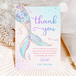 Carte De Remerciements Mermaid Summer Pool 1ère fête d'anniversaire