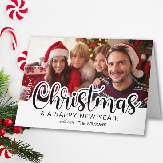 Carte De Remerciements Merry Christmas Bold Script Photo Card