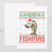 Carte De Remerciements Merry Fishmas drôle Vilain Noël Sweat Poisson (Devant / Derrière)