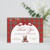 Carte De Remerciements Merry Little Red Bow Christmas Plaid (Debout devant)