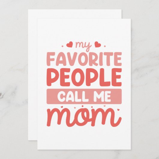 Carte De Remerciements Mes Gens Favoris M'Appelent Maman (Devant / Derrière)