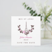 Carte De Remerciements Mes Quinze années Conception Florale Paris Rosé (Debout devant)