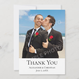 Carte De Remerciements Message au dos de photo de mariage minimaliste sim