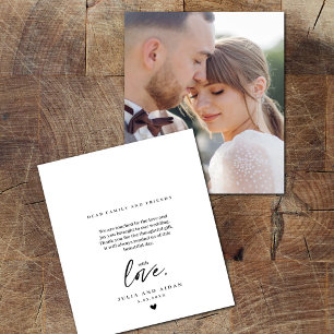 Carte De Remerciements Message d'appréciation de photo de mariage d'écrit