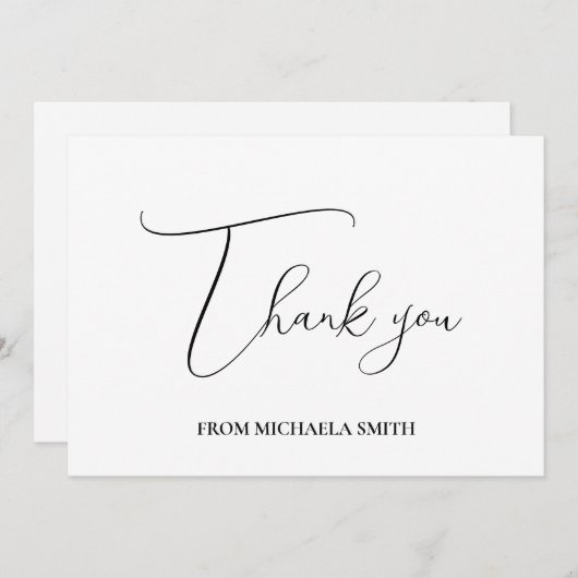 Carte De Remerciements Message de graduation de script moderne simple (Devant / Derrière)