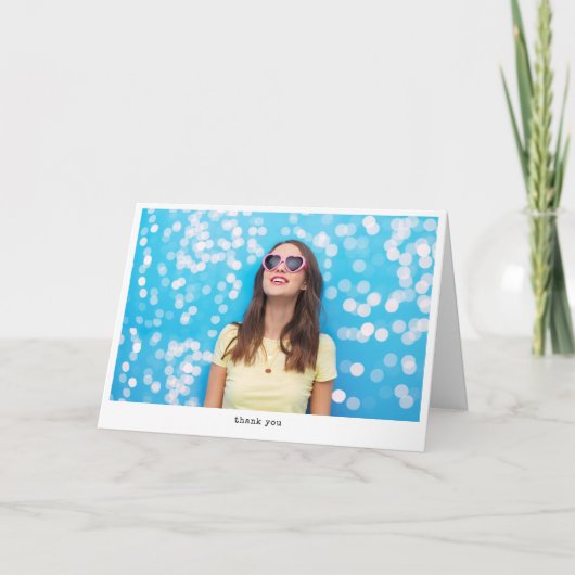 Carte De Remerciements Message de machine à écrire blanche simple photo p (Devant)