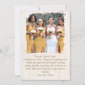 Carte De Remerciements Message de remerciement de la fête nuptiale (Devant)