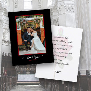 Carte De Remerciements Message de remerciement de photo de mariage Noir R