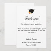 Carte De Remerciements Message de remerciement pour la graduation minimal (Devant / Derrière)