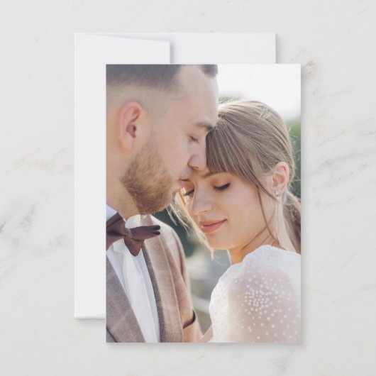 Carte De Remerciements Message de script Mariage simple Moderne (Dos)