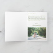 Carte De Remerciements Message du Mariage de photo rose vert (Intérieur)