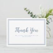 Carte De Remerciements Message Mariage simple moderne bleu (Debout devant)