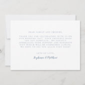 Carte De Remerciements Message Mariage simple moderne bleu (Dos)