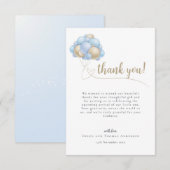 Carte De Remerciements Message mignon Baby shower Bleu Ballons (Devant / Derrière)