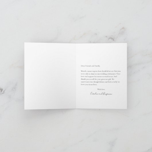 Carte De Remerciements Message personnalisé d'image Mariage moderne minim (Intérieur)