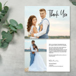 Carte De Remerciements Message personnalisé moderne 2 photos mariage<br><div class="desc">Express votre gratitude sincère avec le Message de coeur personnalisé Mariage 2 Photos Merci plat carte. Cette carte élégante et personnalisée est la meilleure façon de remercier vos proches pour leur présence, leur soutien et leurs voeux lors de votre journée spéciale. La carte présente un design magnifique et intemporel qui...</div>