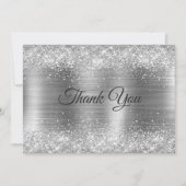 Carte De Remerciements Métal brossé argenté chic faux brillant (Devant)