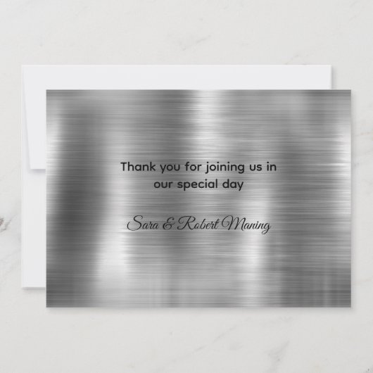 Carte De Remerciements Métal brossé argenté chic faux brillant (Dos)