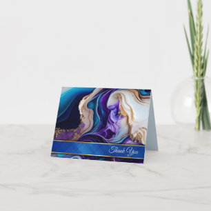 Carte De Remerciements Métallurgique violet riche Or Royal Blue & Aqua