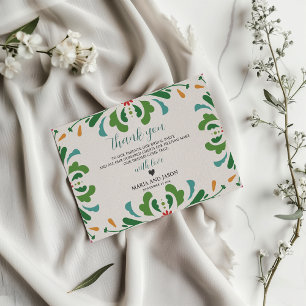 Carte De Remerciements mexicaine folk Art coloré Floral Fiesta Mariage