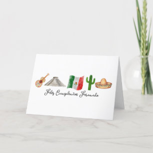 Carte De Remerciements Mexicains Espagnol Joyeux Anniversaire, Feliz Cump