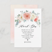 Carte De Remerciements Mi-été Peach Pastel Fête des mariées florale rose (Devant / Derrière)