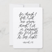 Carte De Remerciements Micah 7:8 Verse de la Bible manuscrite  (Devant)