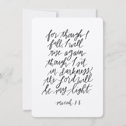 Carte De Remerciements Micah 7:8 Verse de la Bible manuscrite (Devant)