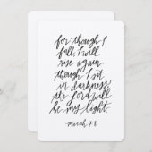 Carte De Remerciements Micah 7:8 Verse de la Bible manuscrite (Devant / Derrière)