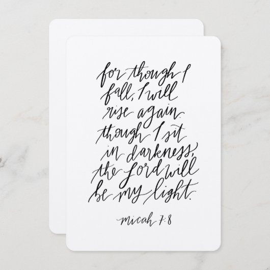 Carte De Remerciements Micah 7:8 Verse de la Bible manuscrite  (Devant / Derrière)