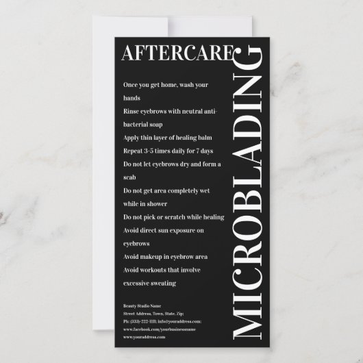 Carte De Remerciements Microbling Aftercare Bold Black Instruction (Devant)