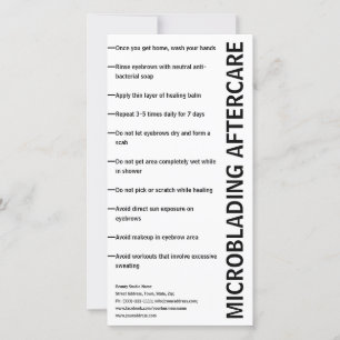 Carte De Remerciements Microbling Aftercare Noir & Blanc Instruction