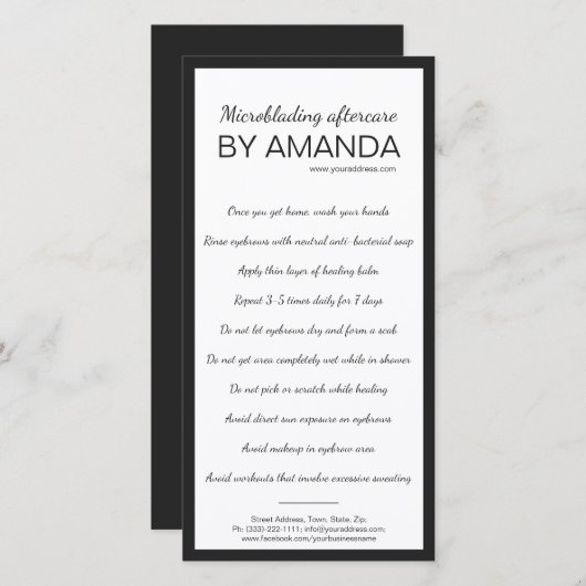 Carte De Remerciements Microbling Aftercare Simple Blanc Noir Boder (Devant / Derrière)