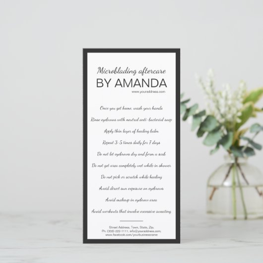 Carte De Remerciements Microbling Aftercare Simple Blanc Noir Boder (Debout devant)