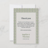 Carte De Remerciements Mid Century Mod Retro Mariage Olive Green (Devant)