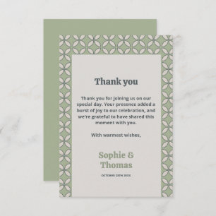 Carte De Remerciements Mid Century Mod Retro Mariage Olive Green
