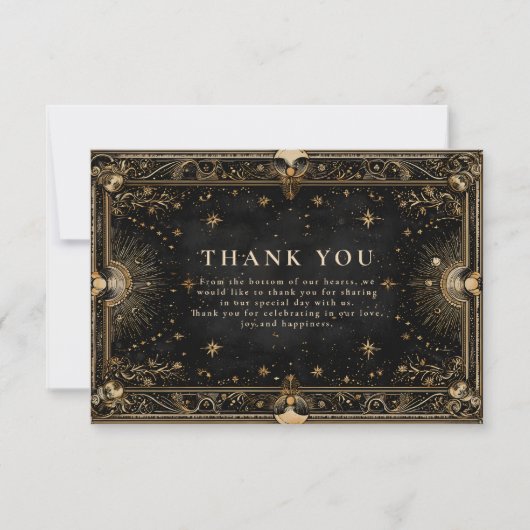 Carte De Remerciements Midnight Celestial Luxe Wedding (Devant)
