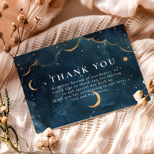 Carte De Remerciements Midnight Constellation Floral Wedding