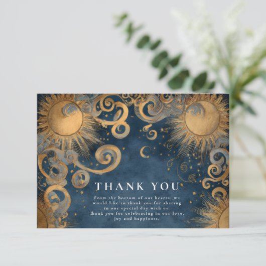 Carte De Remerciements Midnight Sun Celestial Wedding (Debout devant)