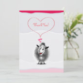 Carte De Remerciements Mignon Art de Papier de Mouton Adorable (Debout devant)