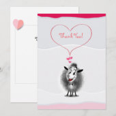 Carte De Remerciements Mignon Art de Papier de Mouton Adorable (Devant / Derrière)