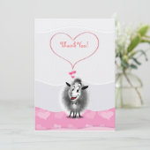 Carte De Remerciements Mignon Art de Papier de Mouton Adorable (Debout devant)