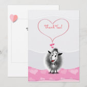 Carte De Remerciements Mignon Art de Papier de Mouton Adorable (Devant / Derrière)