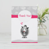 Carte De Remerciements Mignon Art de Papier de Mouton Douce (Debout devant)