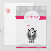 Carte De Remerciements Mignon Art de Papier de Mouton Douce (Devant / Derrière)
